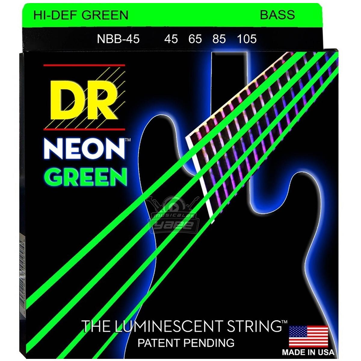 JUEGO DE CUERDAS DR PARA BAJO ELECTRICO MEDIUM 45/105 NEON GREEN NGB-45